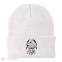 Two White Wolves Dream Catcher Beanie thumb 0