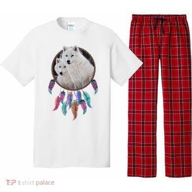 Two White Wolves Dream Catcher Pajama Set