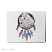 Two White Wolves Dream Catcher Mousepad thumb 0