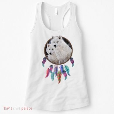 Two White Wolves Dream Catcher Women's Tank Top