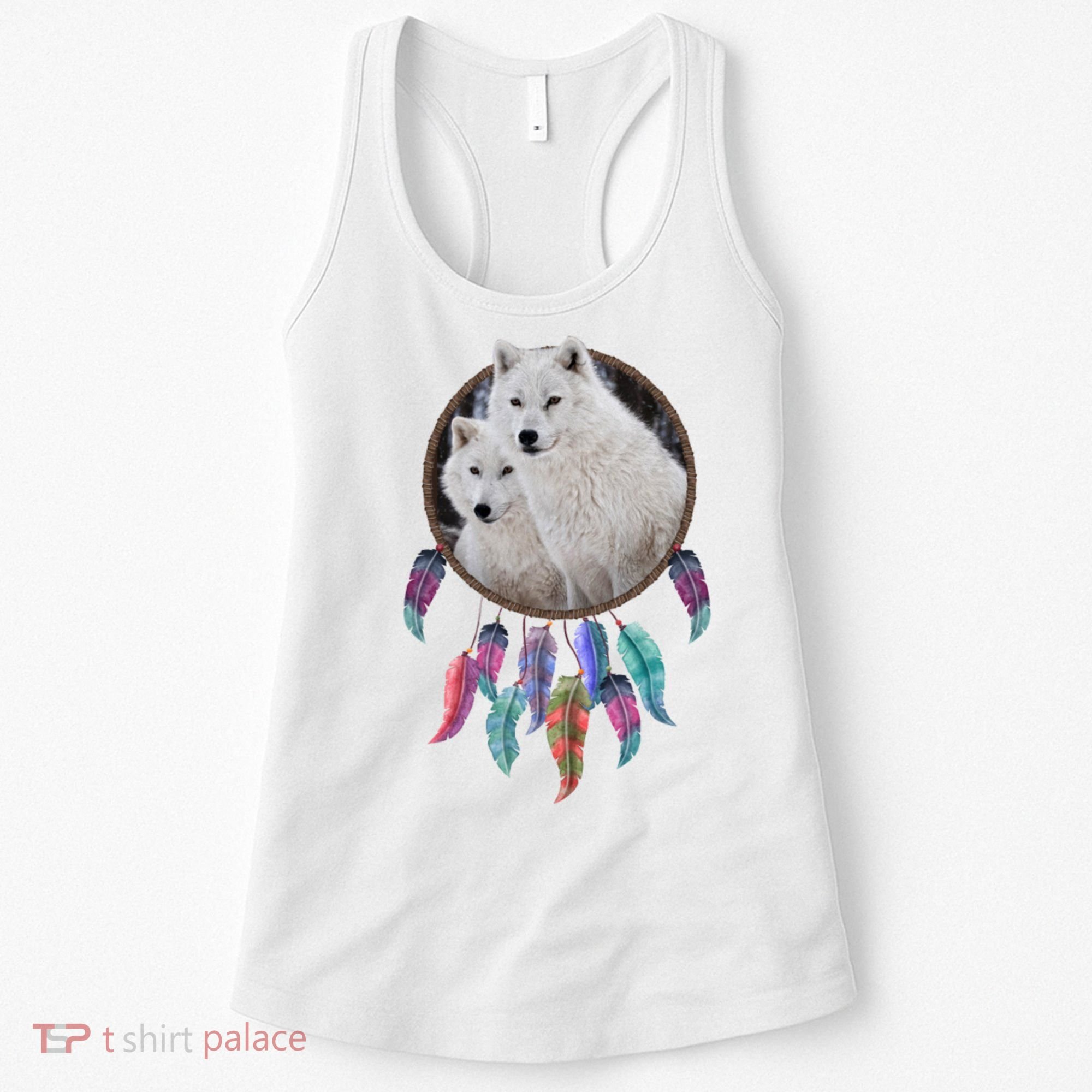 Two White Wolves Dream Catcher Women's Tank Top