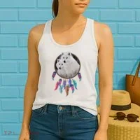 Two White Wolves Dream Catcher Women's Tank Top thumb 2