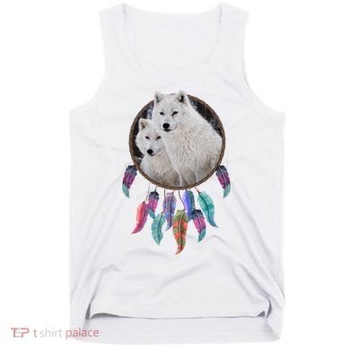 Two White Wolves Dream Catcher Tank Top