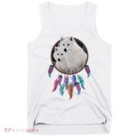 Two White Wolves Dream Catcher Tank Top thumb 0