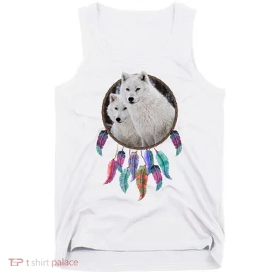 Two White Wolves Dream Catcher Tank Top