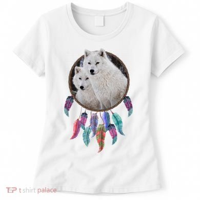 Two White Wolves Dream Catcher Women's T-Shirt