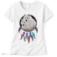 Two White Wolves Dream Catcher Women's T-Shirt thumb 0
