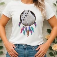 Two White Wolves Dream Catcher Women's T-Shirt thumb 2