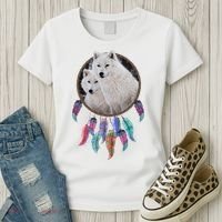 Two White Wolves Dream Catcher Women's T-Shirt thumb 3