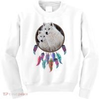 Two White Wolves Dream Catcher Kids Sweatshirt thumb 0