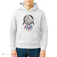 Two White Wolves Dream Catcher Kids Hoodie thumb 4