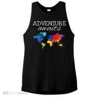 Travel Wanderlust World Map Adventure Traveler Gift Ladies PosiCharge Tri-Blend Wicking Tank thumb 0