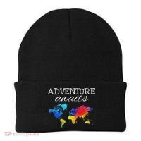 Travel Wanderlust World Map Adventure Traveler Gift Beanie thumb 0