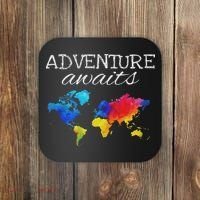 Travel Wanderlust World Map Adventure Traveler Gift Coaster thumb 0