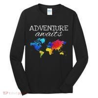 Travel Wanderlust World Map Adventure Traveler Gift Tall Long Sleeve Shirt thumb 0