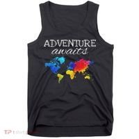 Travel Wanderlust World Map Adventure Traveler Gift Tank Top thumb 0