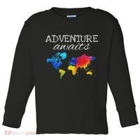 Travel Wanderlust World Map Adventure Traveler Gift Toddler Long Sleeve Shirt thumb 0