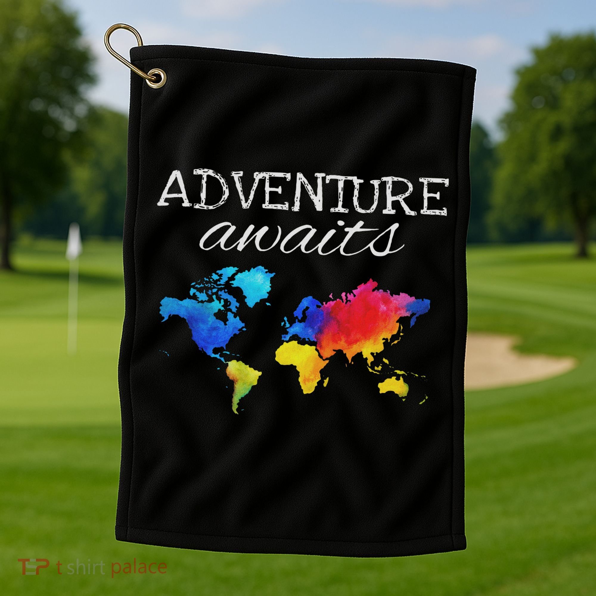 Travel Wanderlust World Map Adventure Traveler Gift Golf Towel