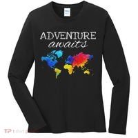 Travel Wanderlust World Map Adventure Traveler Gift Women's Long Sleeve Shirt thumb 0