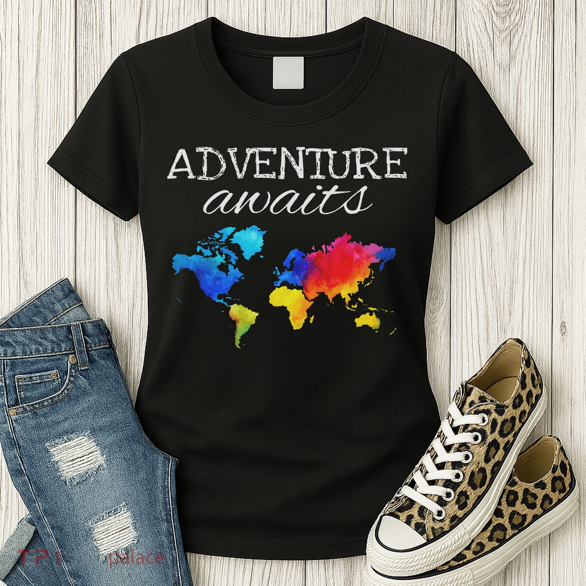 Travel Wanderlust World Map Adventure Traveler Gift Women's T-Shirt