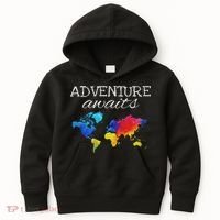 Travel Wanderlust World Map Adventure Traveler Gift Kids Hoodie thumb 0