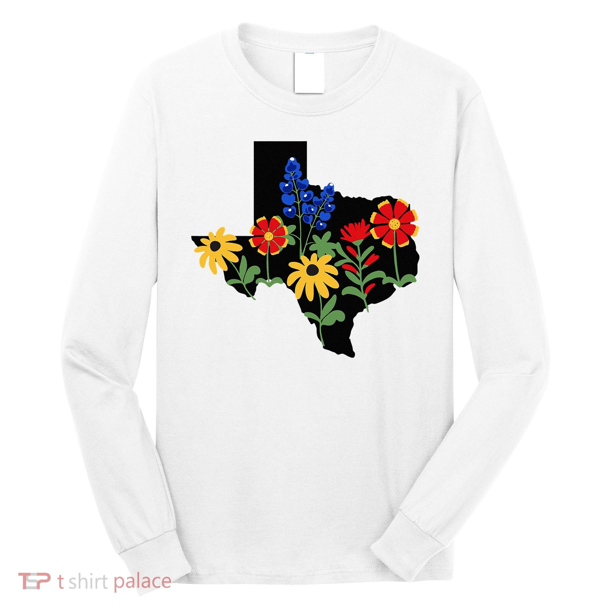 Texas Wildflowers With Bluebonnets Long Sleeve Shirt