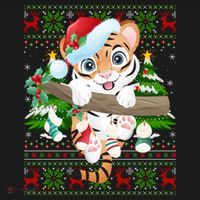 Tiger Xmas Style Ugly Santa Tiger Christmas Gift Doggie Tank thumb 4