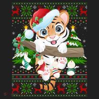 Tiger Xmas Style Ugly Santa Tiger Christmas Gift Beanie thumb 2