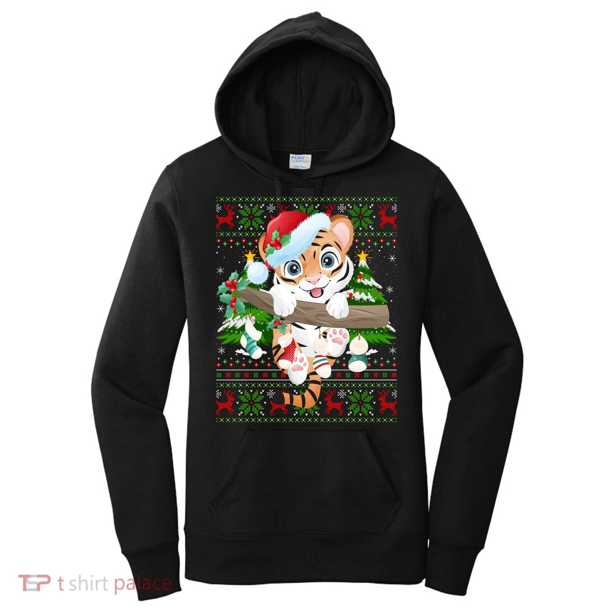 Tiger Xmas Style Ugly Santa Tiger Christmas Gift Women's Hoodie