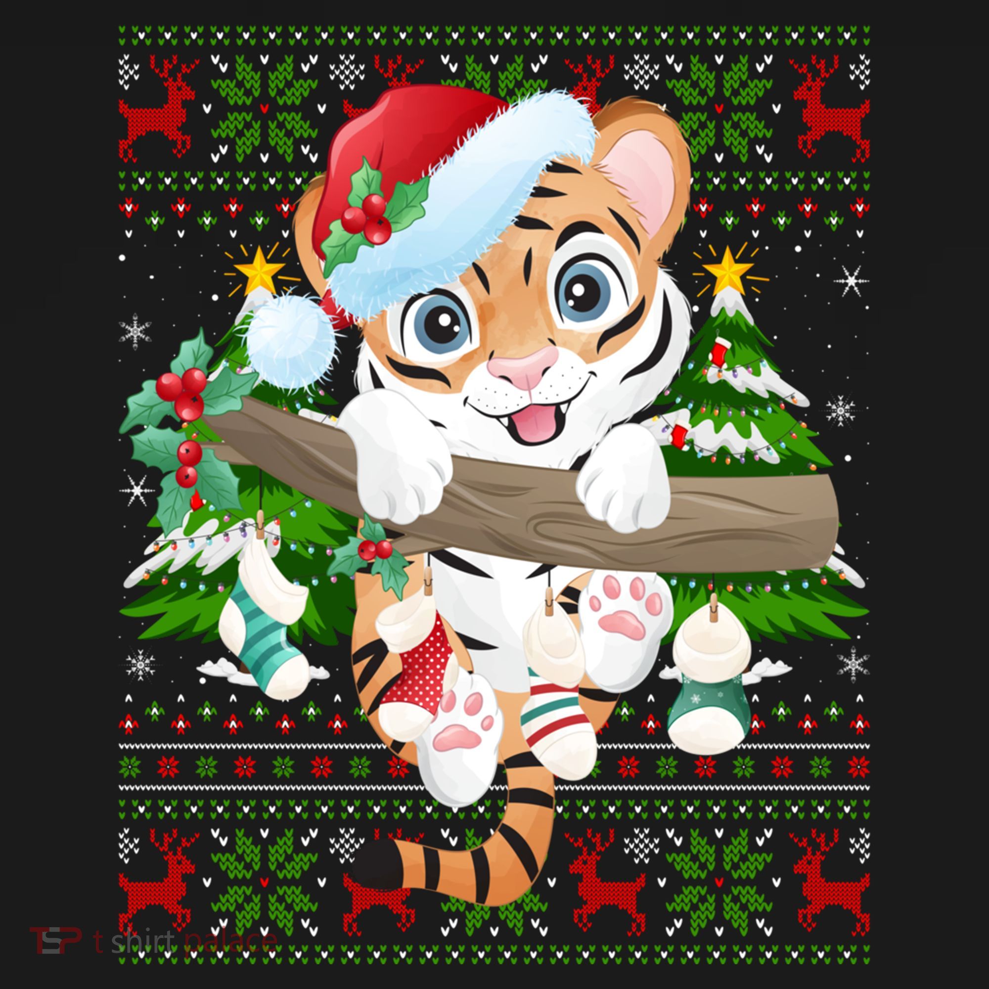 Tiger Xmas Style Ugly Santa Tiger Christmas Gift Women's Hoodie