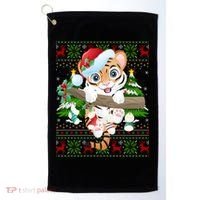 Tiger Xmas Style Ugly Santa Tiger Christmas Gift Golf Towel thumb 0