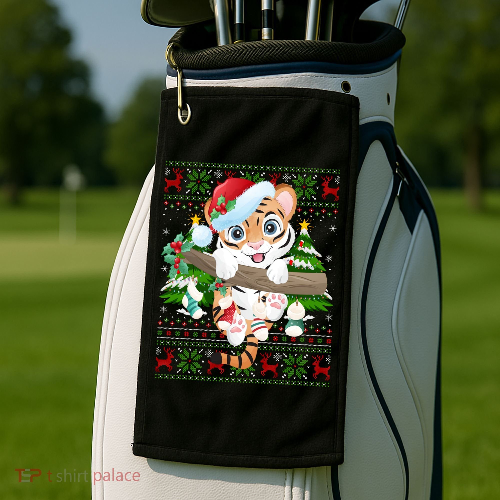 Tiger Xmas Style Ugly Santa Tiger Christmas Gift Golf Towel