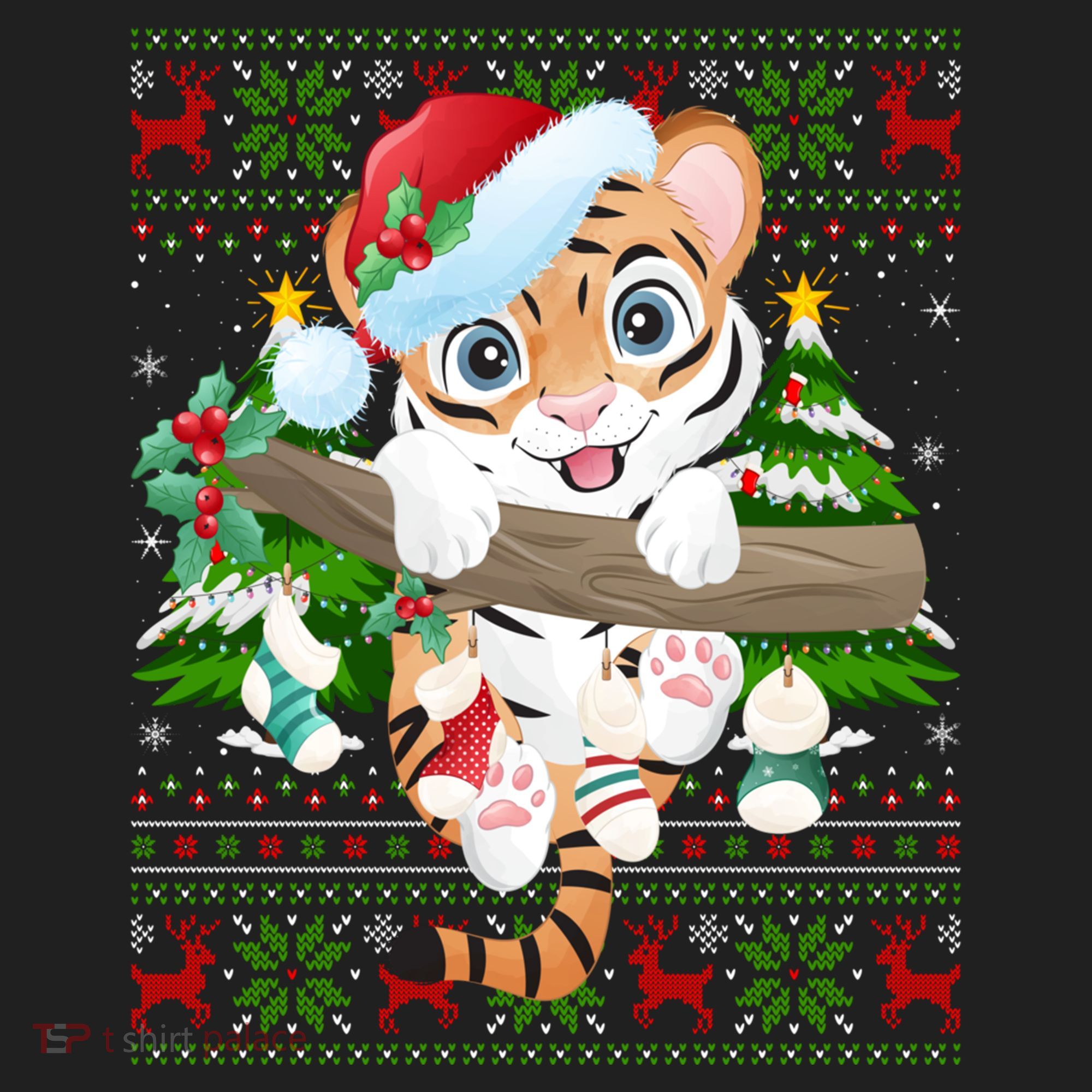 Tiger Xmas Style Ugly Santa Tiger Christmas Gift Golf Towel