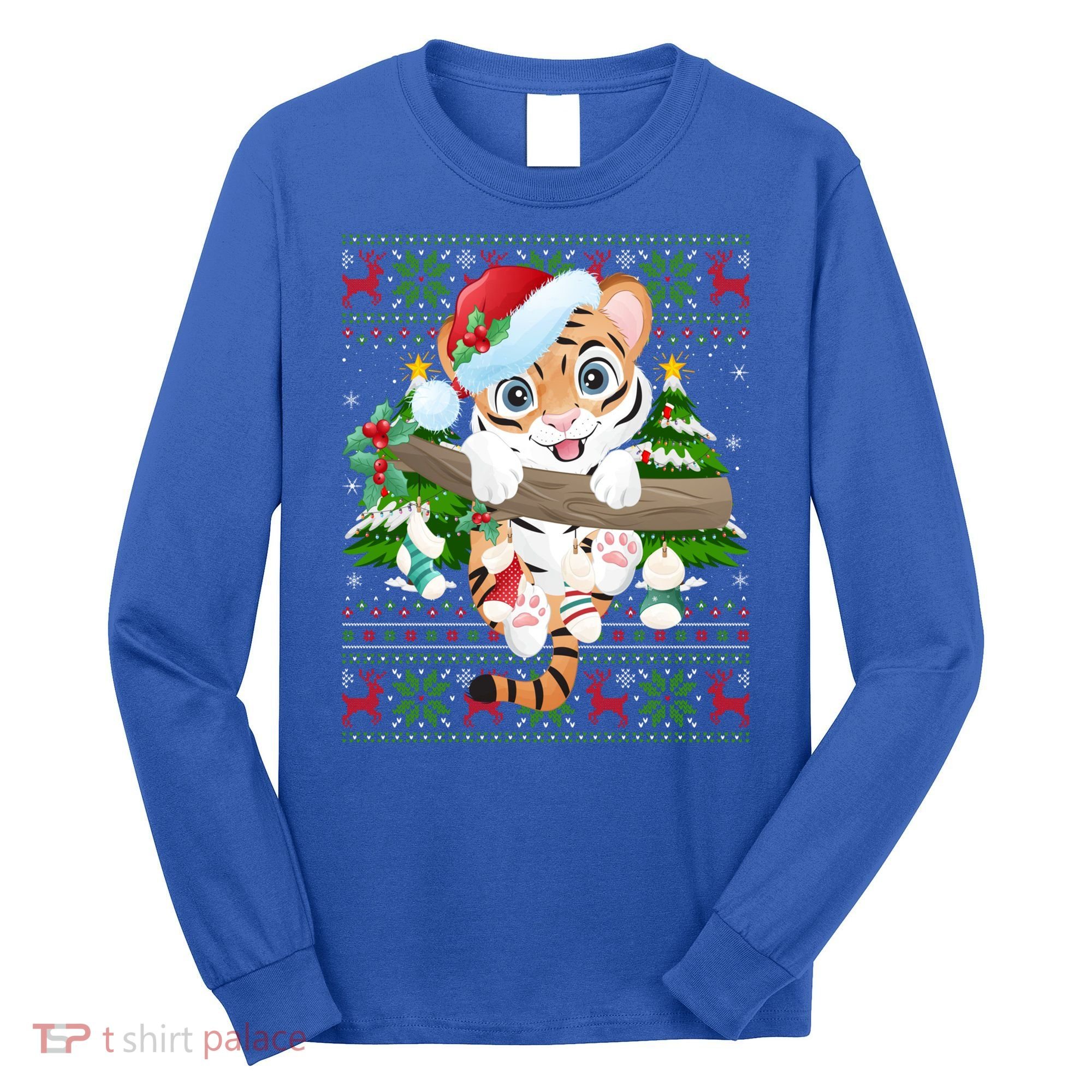 Tiger Xmas Style Ugly Santa Tiger Christmas Gift Long Sleeve Shirt