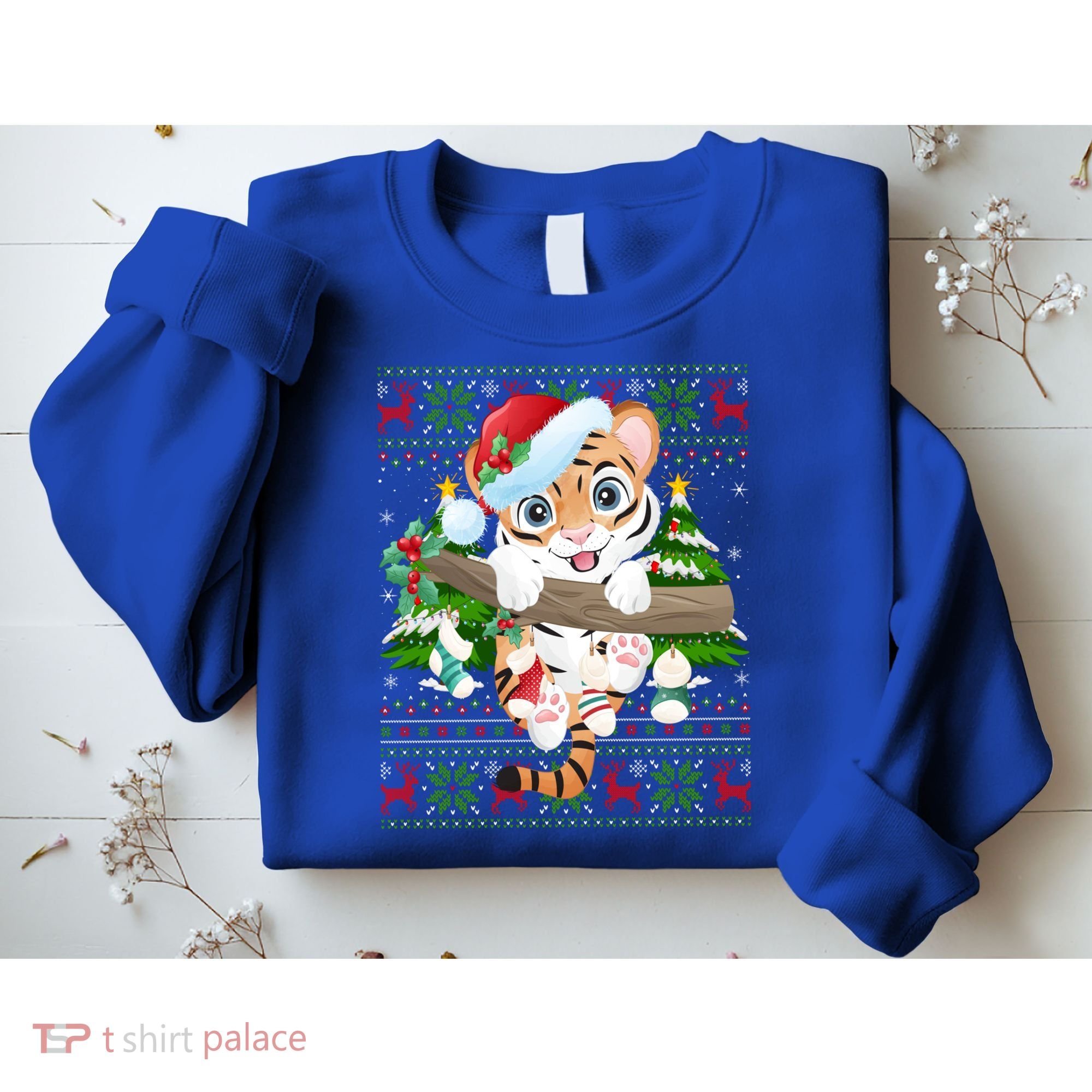 Tiger Xmas Style Ugly Santa Tiger Christmas Gift Sweatshirt
