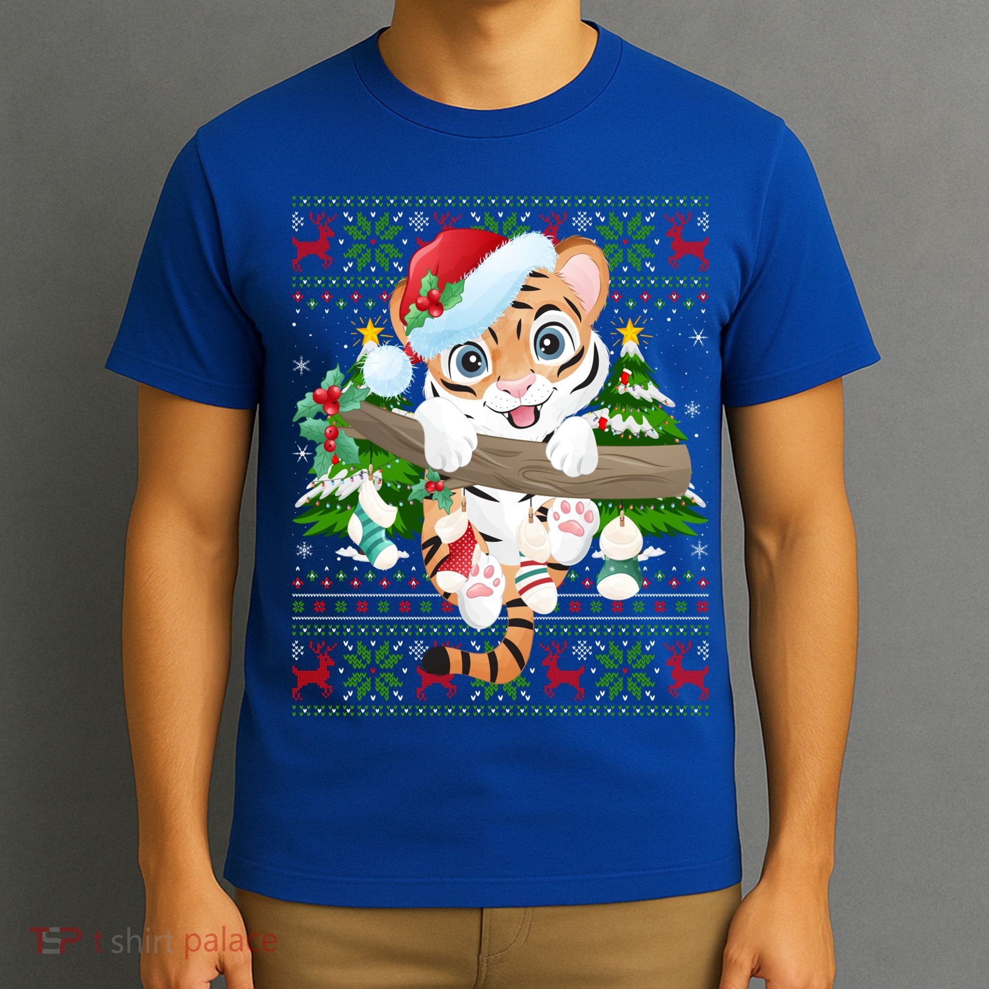 Tiger Xmas Style Ugly Santa Tiger Christmas Gift T-Shirt