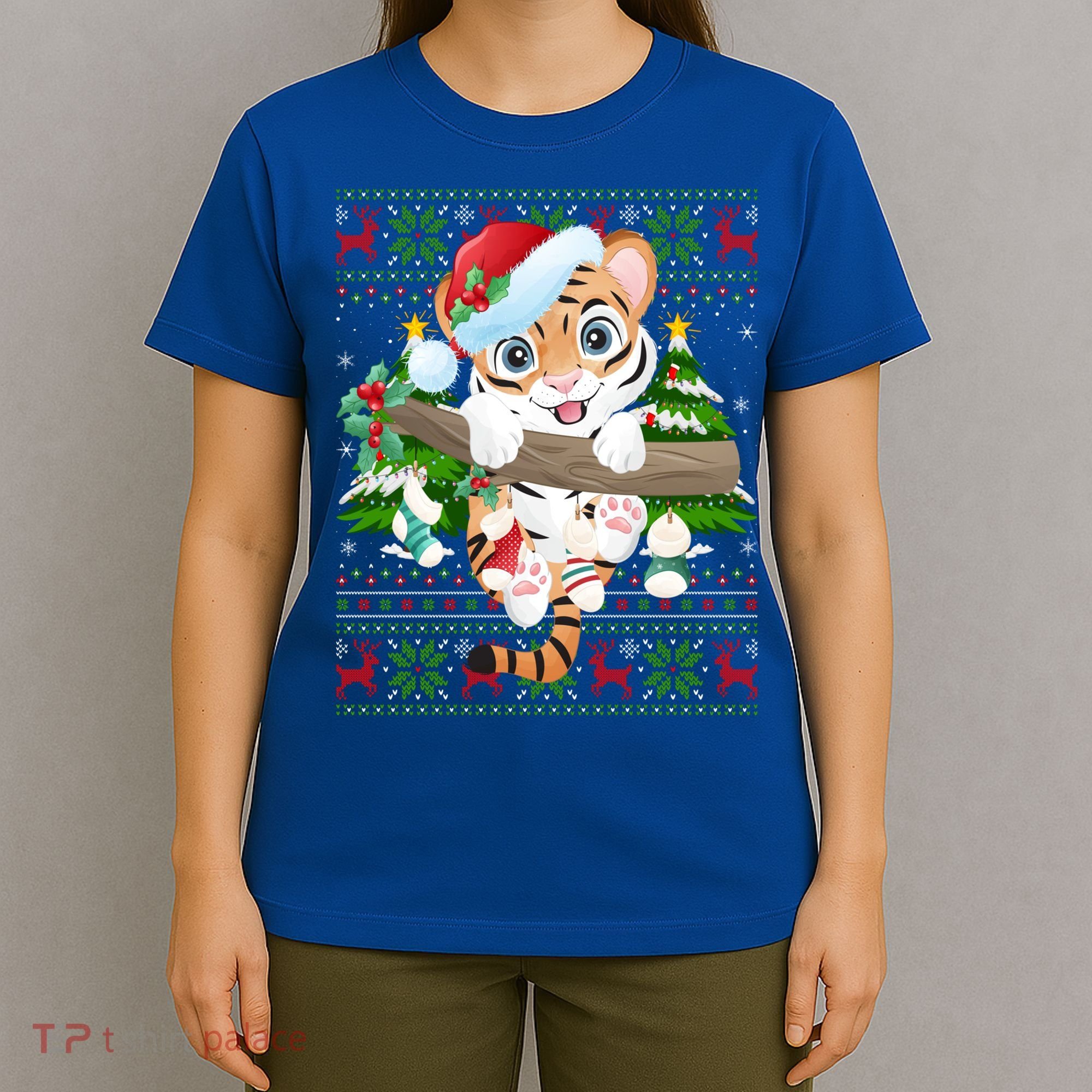 Tiger Xmas Style Ugly Santa Tiger Christmas Gift T-Shirt