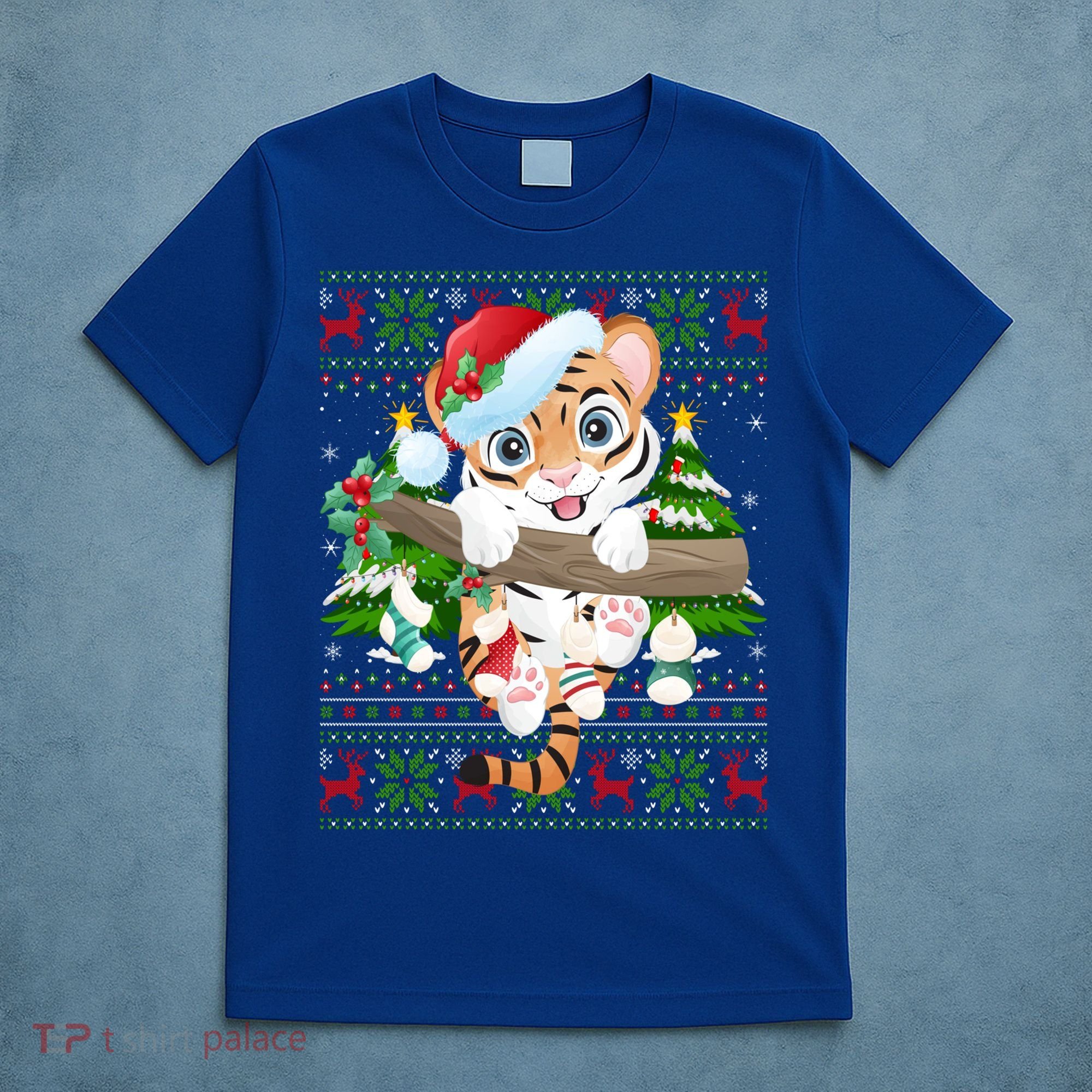 Tiger Xmas Style Ugly Santa Tiger Christmas Gift T-Shirt