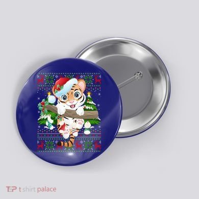Tiger Xmas Style Ugly Santa Tiger Christmas Gift Button