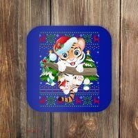 Tiger Xmas Style Ugly Santa Tiger Christmas Gift Coaster thumb 0