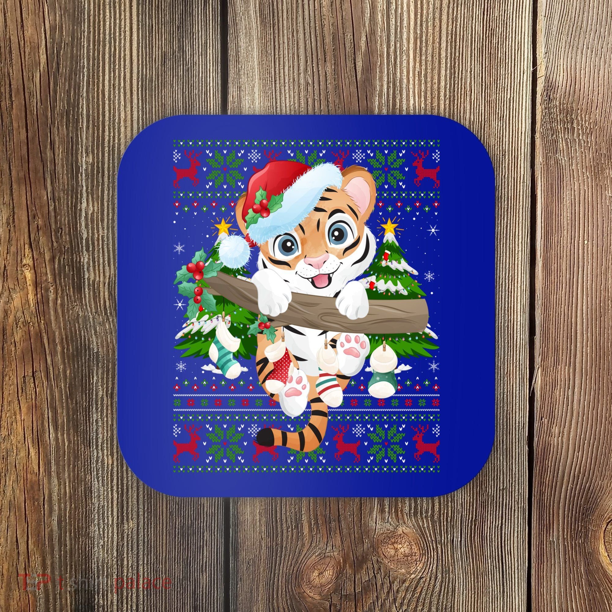 Tiger Xmas Style Ugly Santa Tiger Christmas Gift Coaster