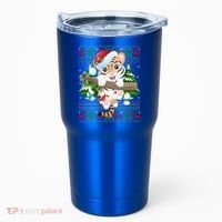 Tiger Xmas Style Ugly Santa Tiger Christmas Gift Tumbler thumb 0