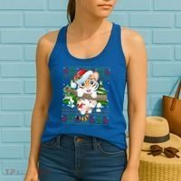 Tiger Xmas Style Ugly Santa Tiger Christmas Gift Women's Tank Top thumb 2