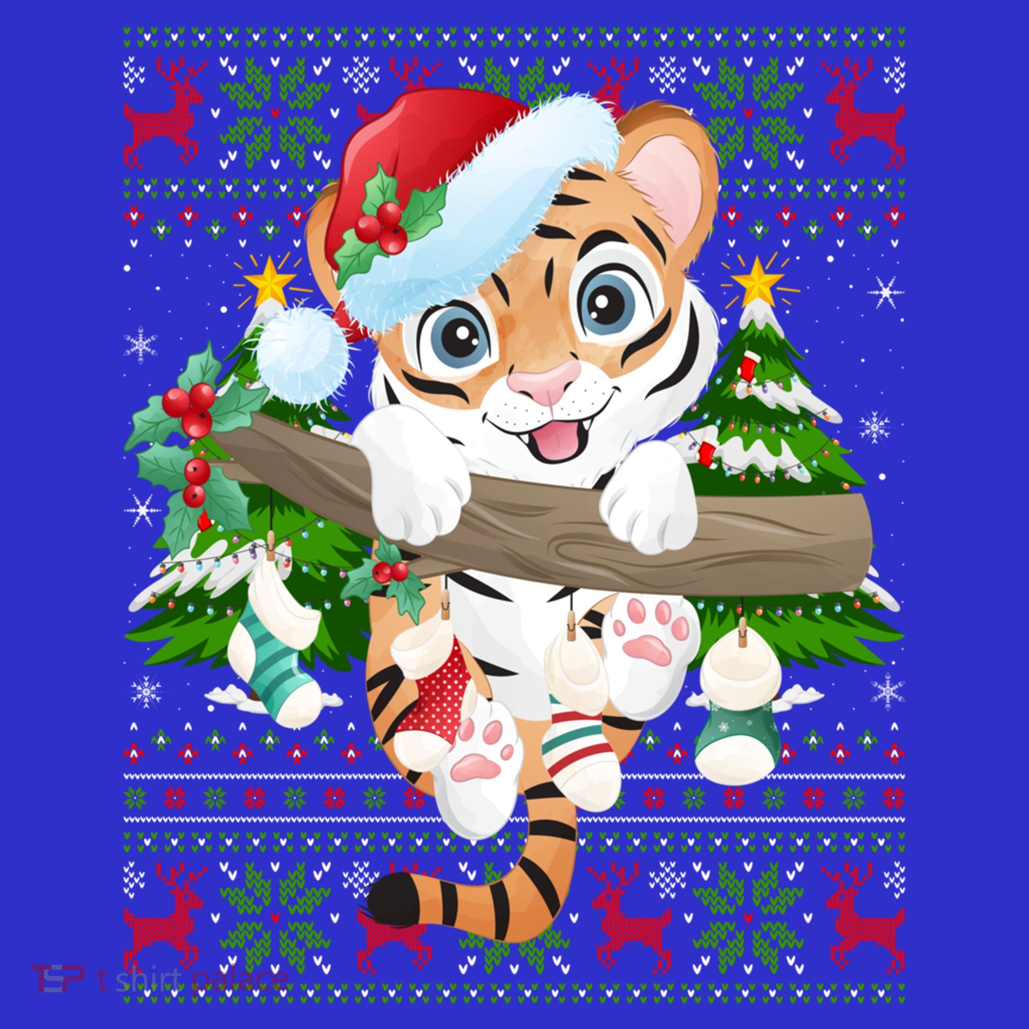 Tiger Xmas Style Ugly Santa Tiger Christmas Gift Women's Tank Top