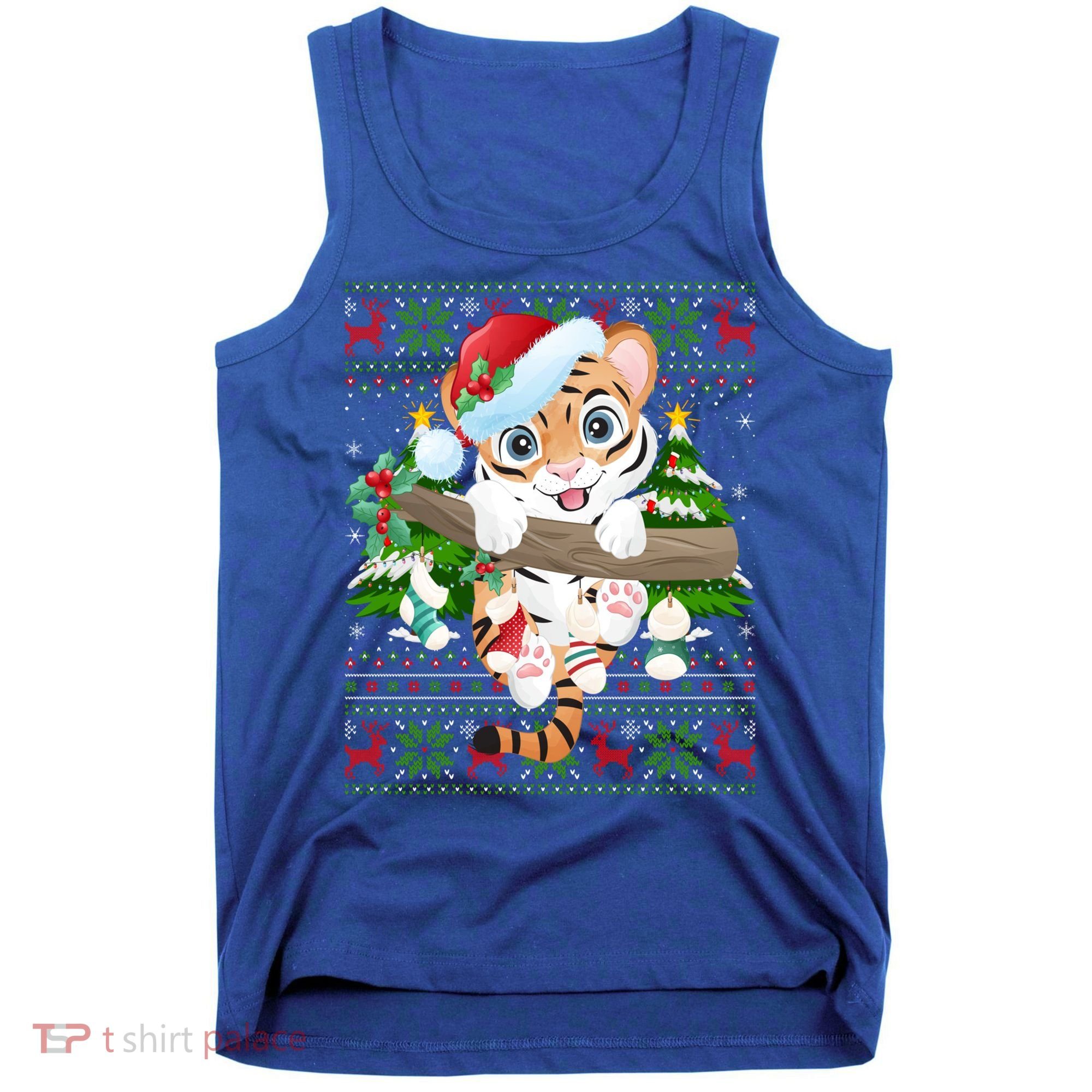 Tiger Xmas Style Ugly Santa Tiger Christmas Gift Tank Top