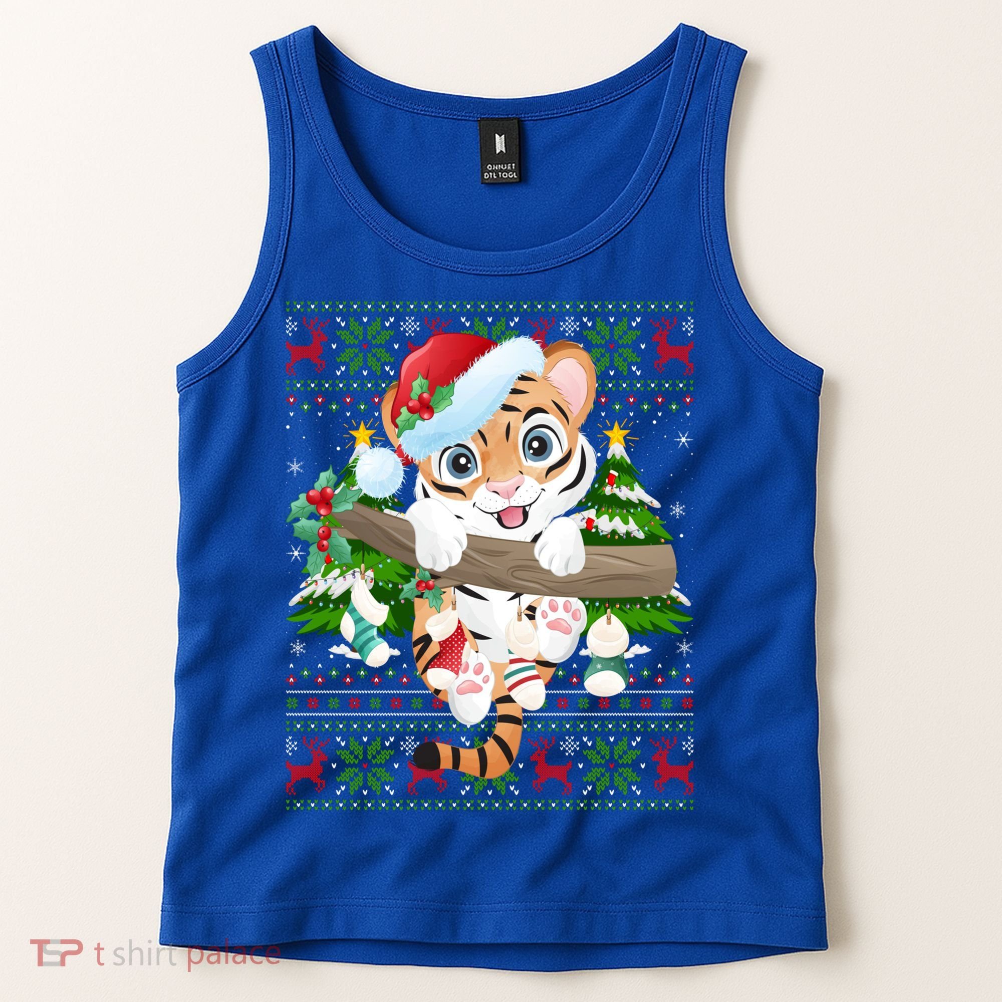 Tiger Xmas Style Ugly Santa Tiger Christmas Gift Tank Top