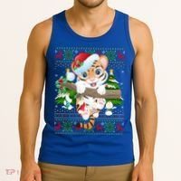 Tiger Xmas Style Ugly Santa Tiger Christmas Gift Tank Top thumb 3