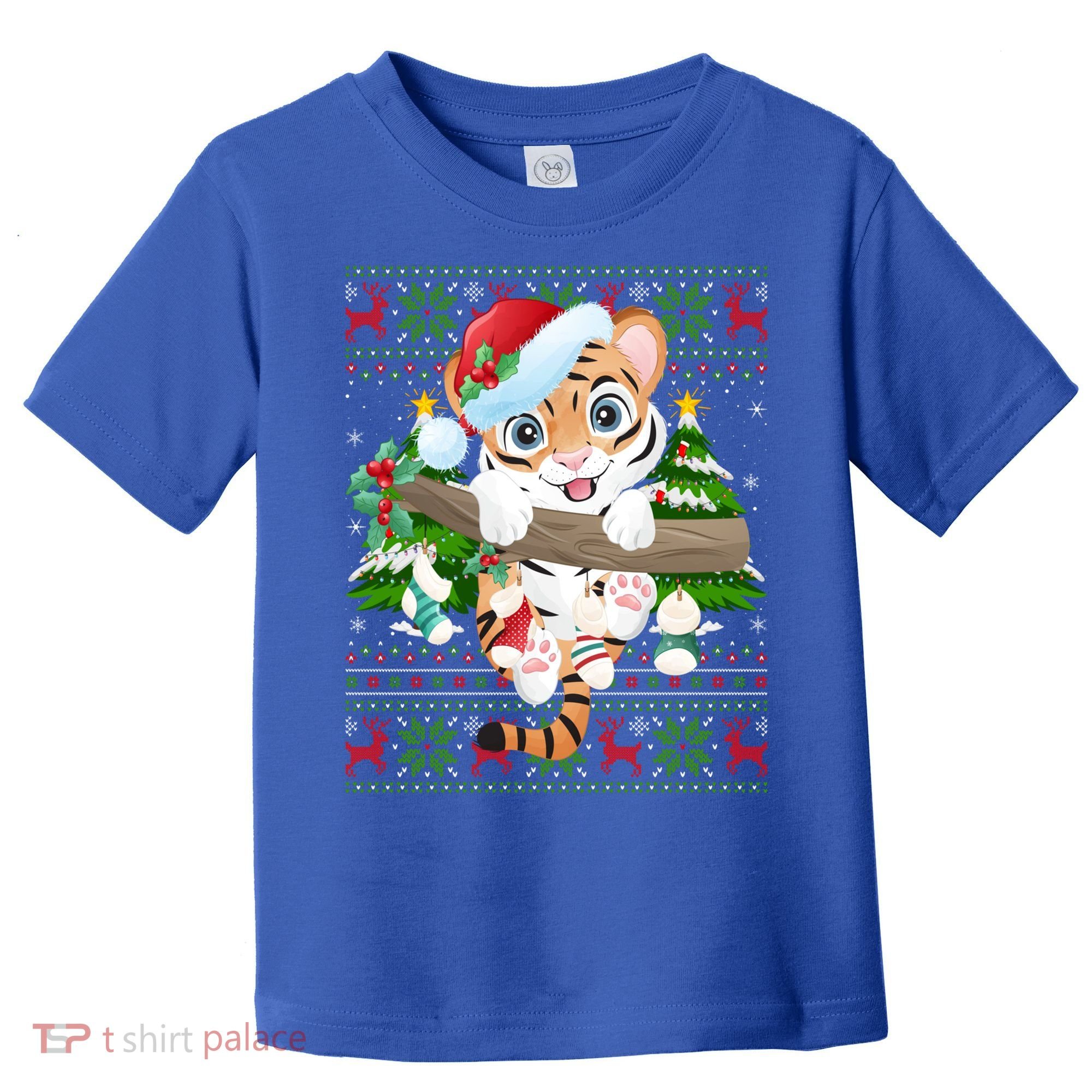 Tiger Xmas Style Ugly Santa Tiger Christmas Gift Toddler T-Shirt