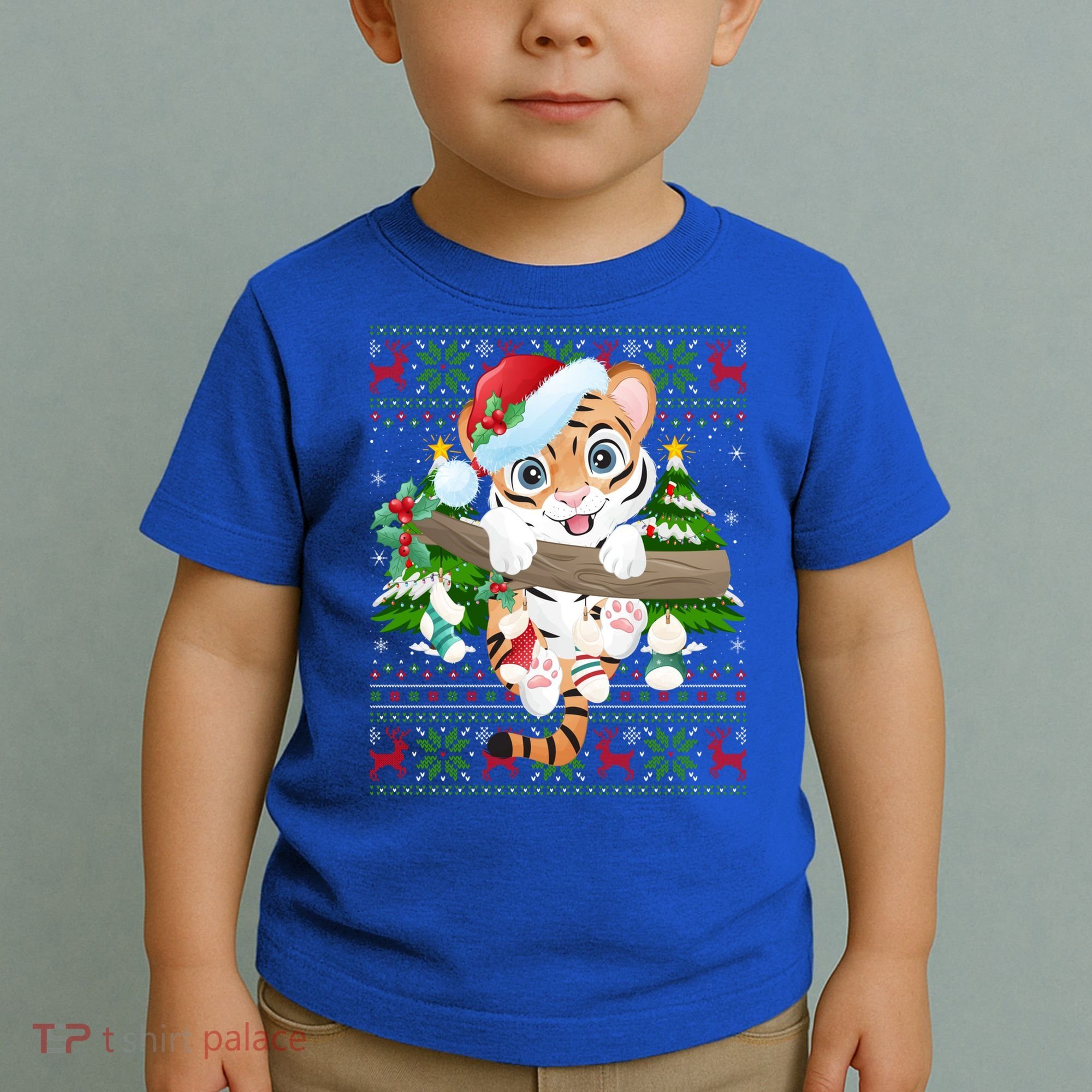 Tiger Xmas Style Ugly Santa Tiger Christmas Gift Toddler T-Shirt