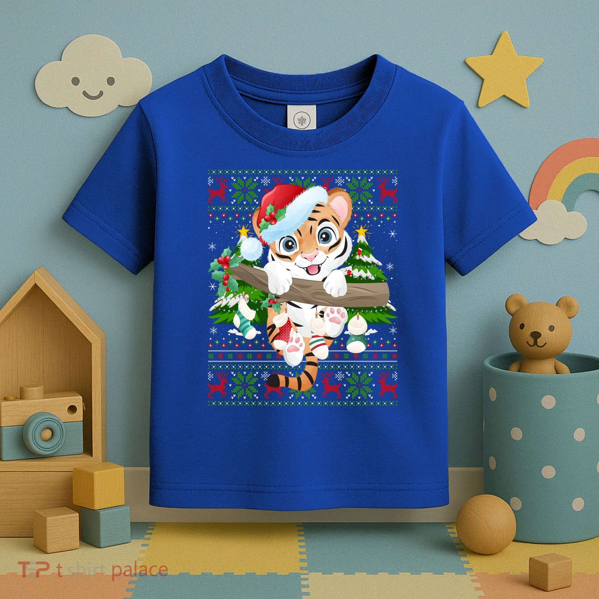 Tiger Xmas Style Ugly Santa Tiger Christmas Gift Toddler T-Shirt